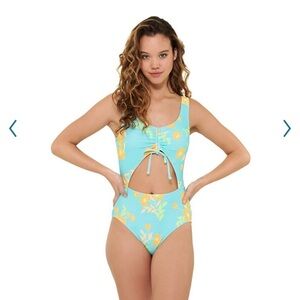 NWT Ninety-Nine Ruched Cutout One-Piece Swimsuit, Large